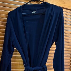 Lands' End Women's Dark Navy Wrap Robe with Tie Waist